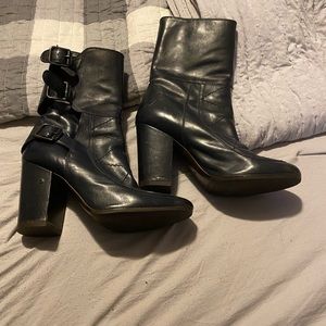 Laurence Dacade Navy Blue Leather Ankle Boots